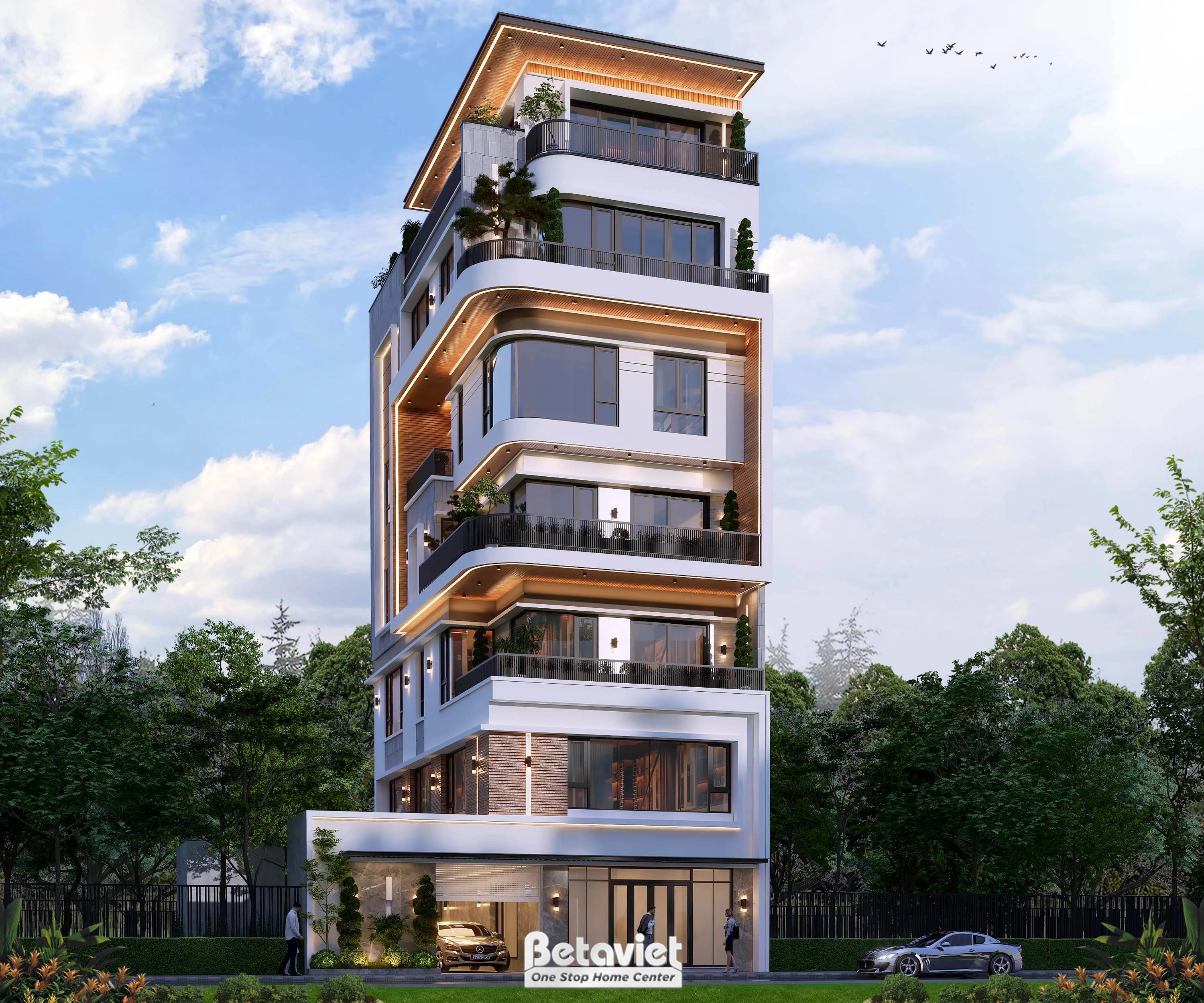 Mẫu thiết kế biệt thự phố hiện đại 7 tầng tại Hà Nam