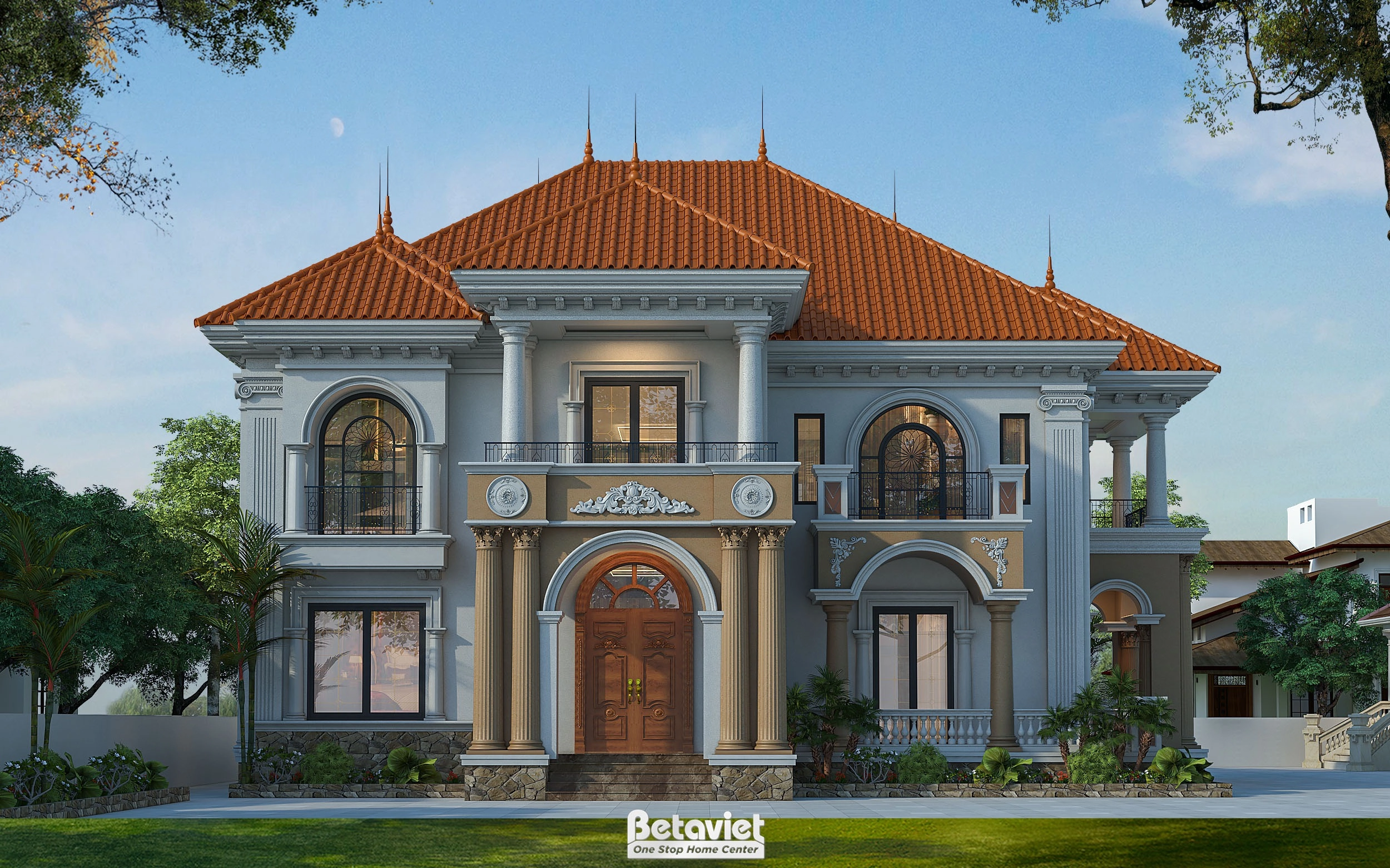 Mẫu thiết kế biệt thự 2 tầng Địa Trung Hải tại Bắc Ninh