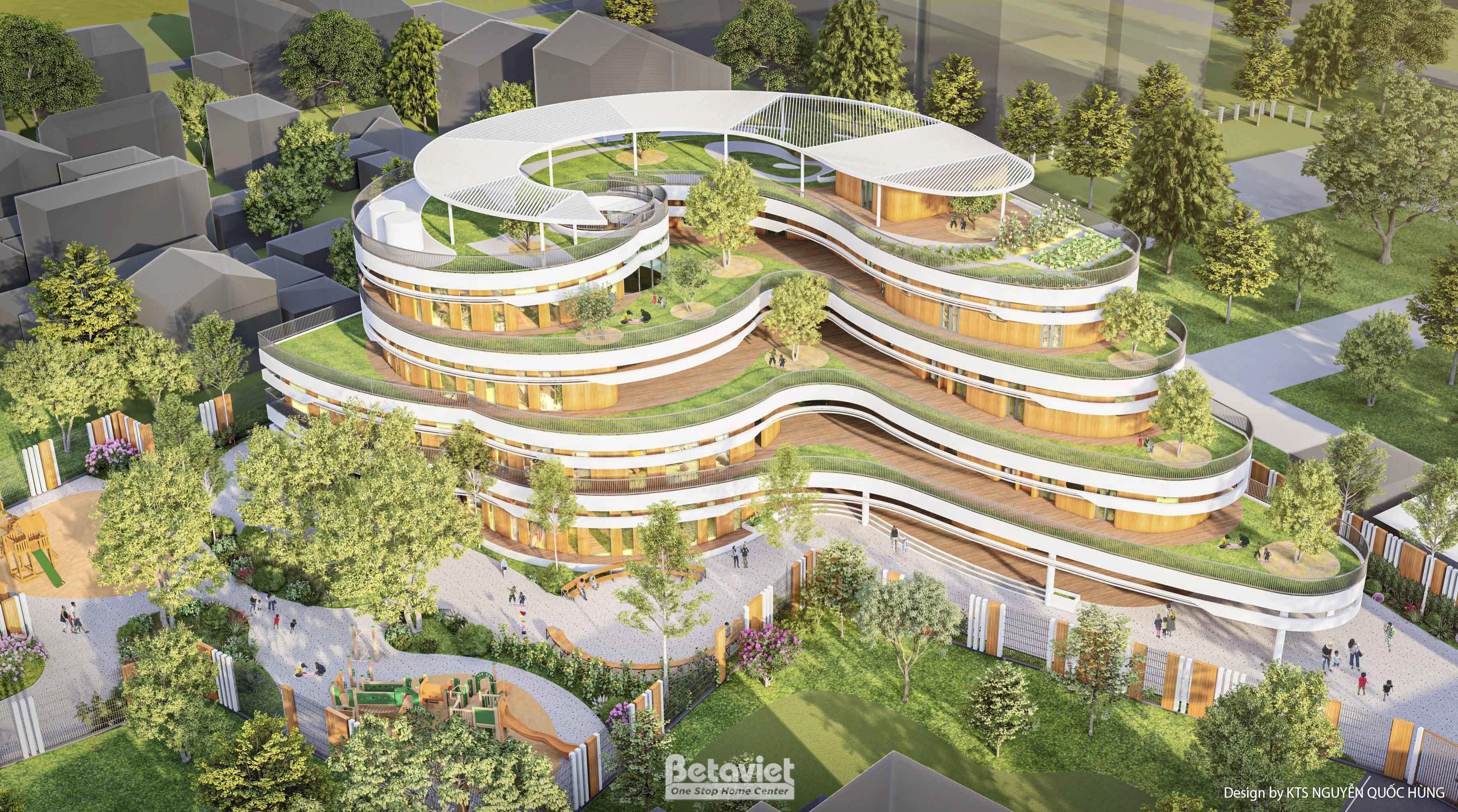 Mẫu thiết kế trường mầm non Hanami hiện đại tại Nghệ An