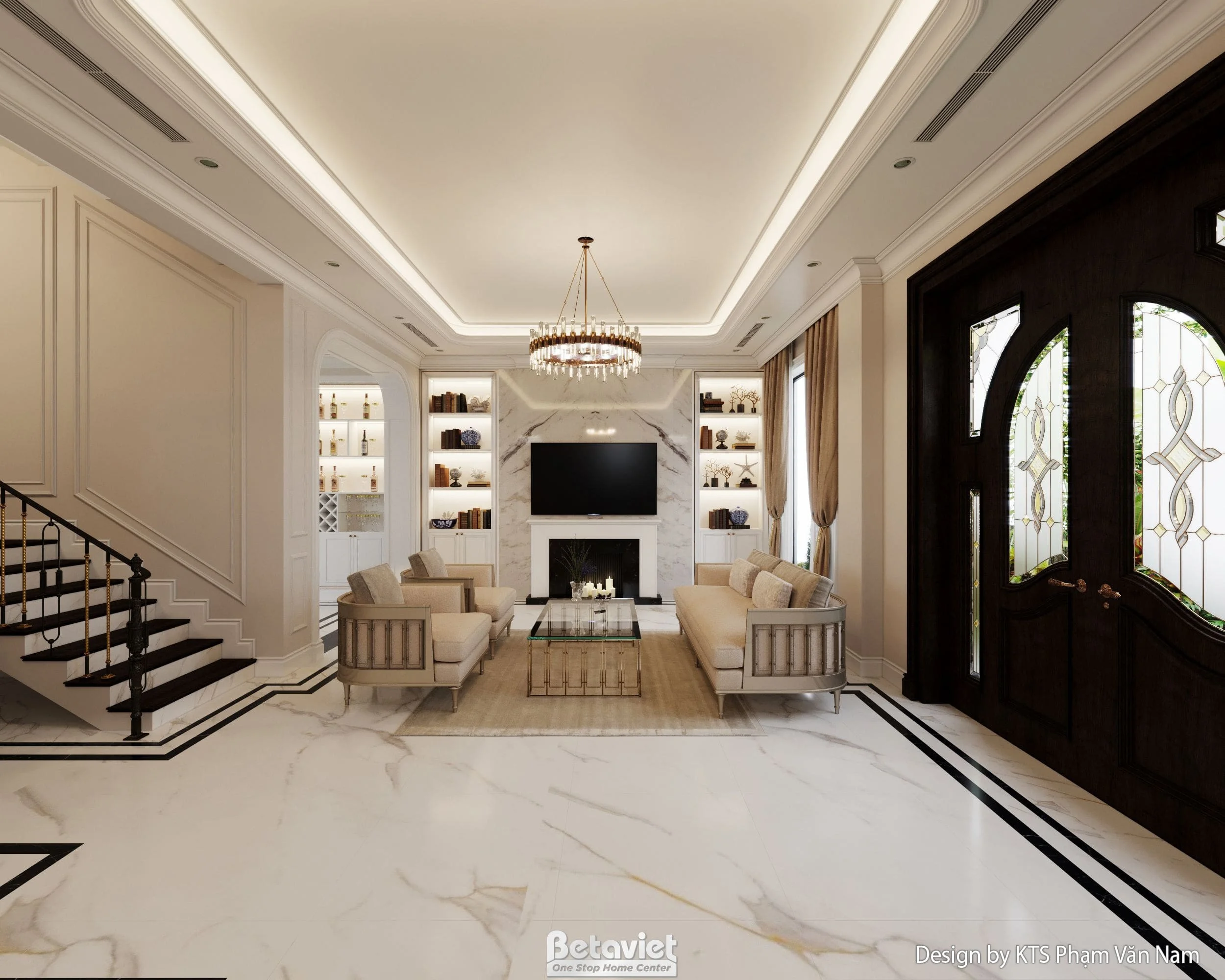 Biệt tự 3 tầng phong cách tân cổ điển tại hưng yên