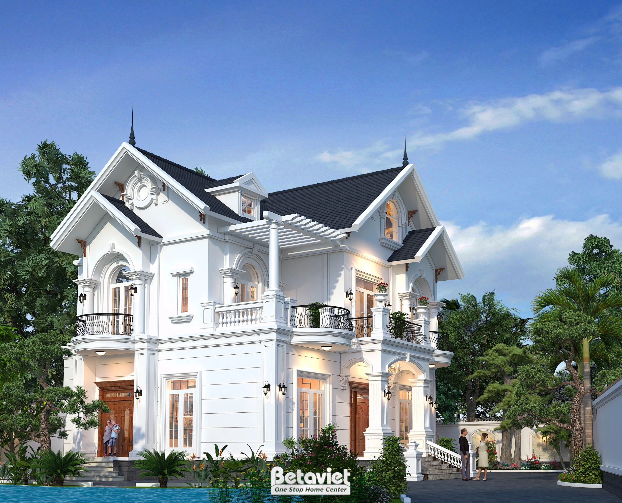 biệt thự mái thái tân cổ điển 2 tầng tại Hưng Yên