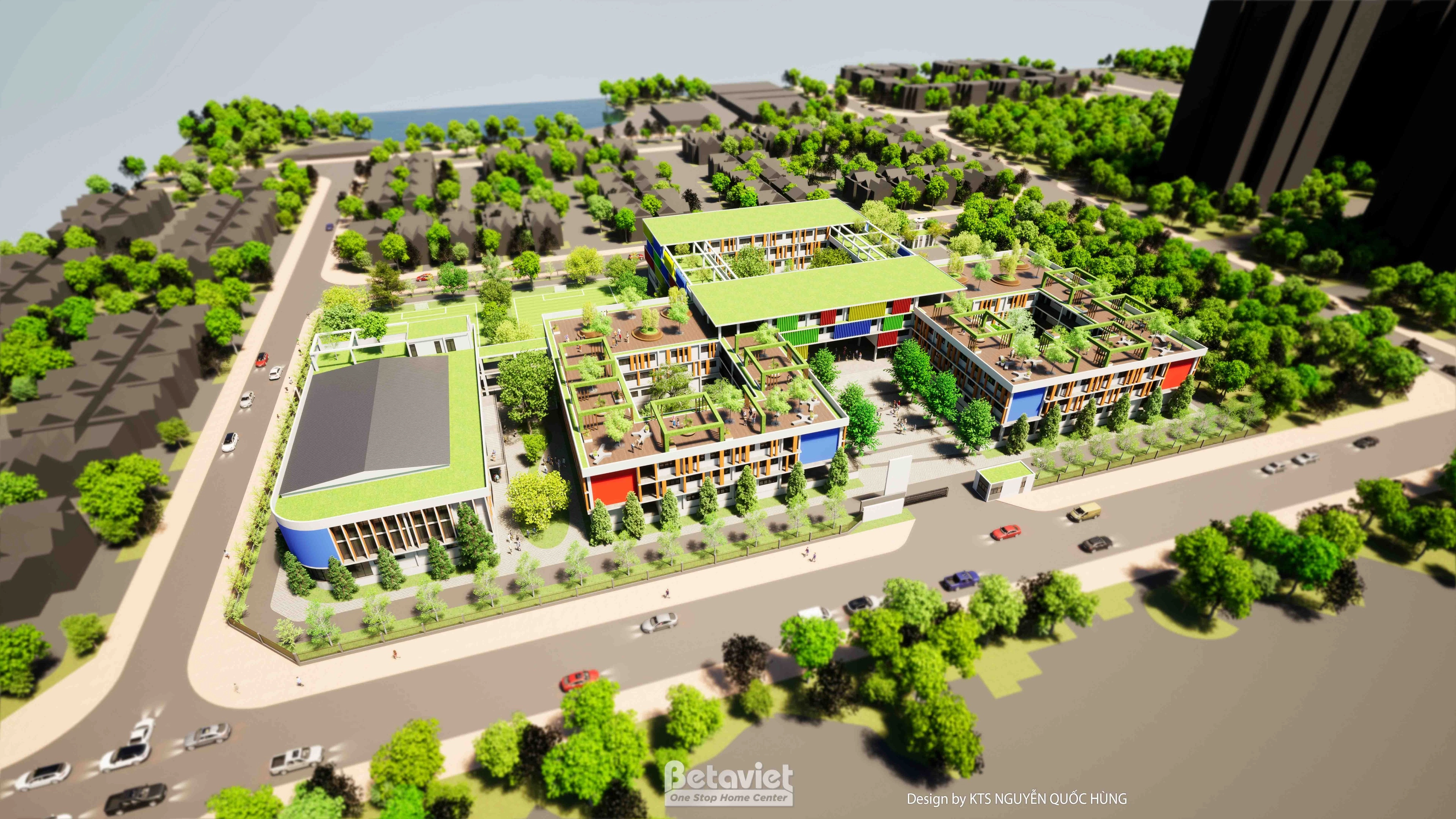 Mẫu thiết kế kiến trúc hiện đại trường tiểu học TH1