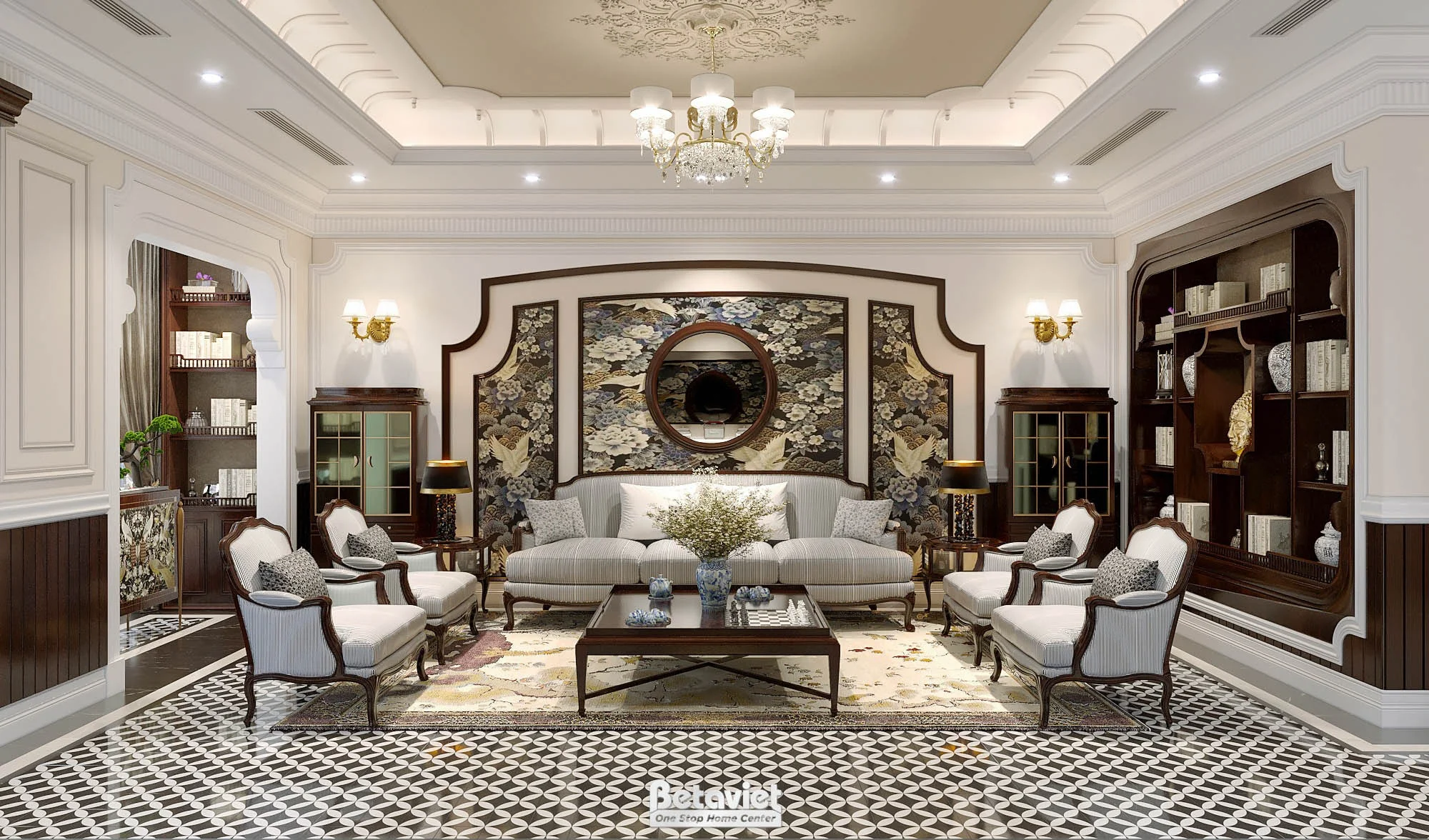 Nội thất phòng khách Indochine sang trọng