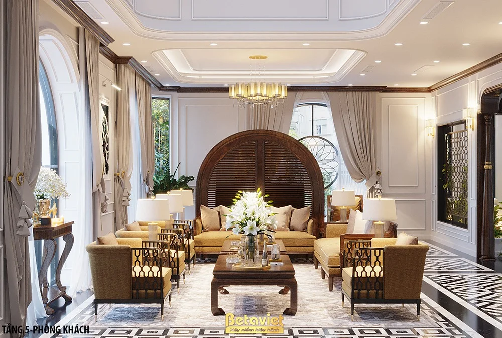 Chi tiết phòng khách Indochine cao cấp