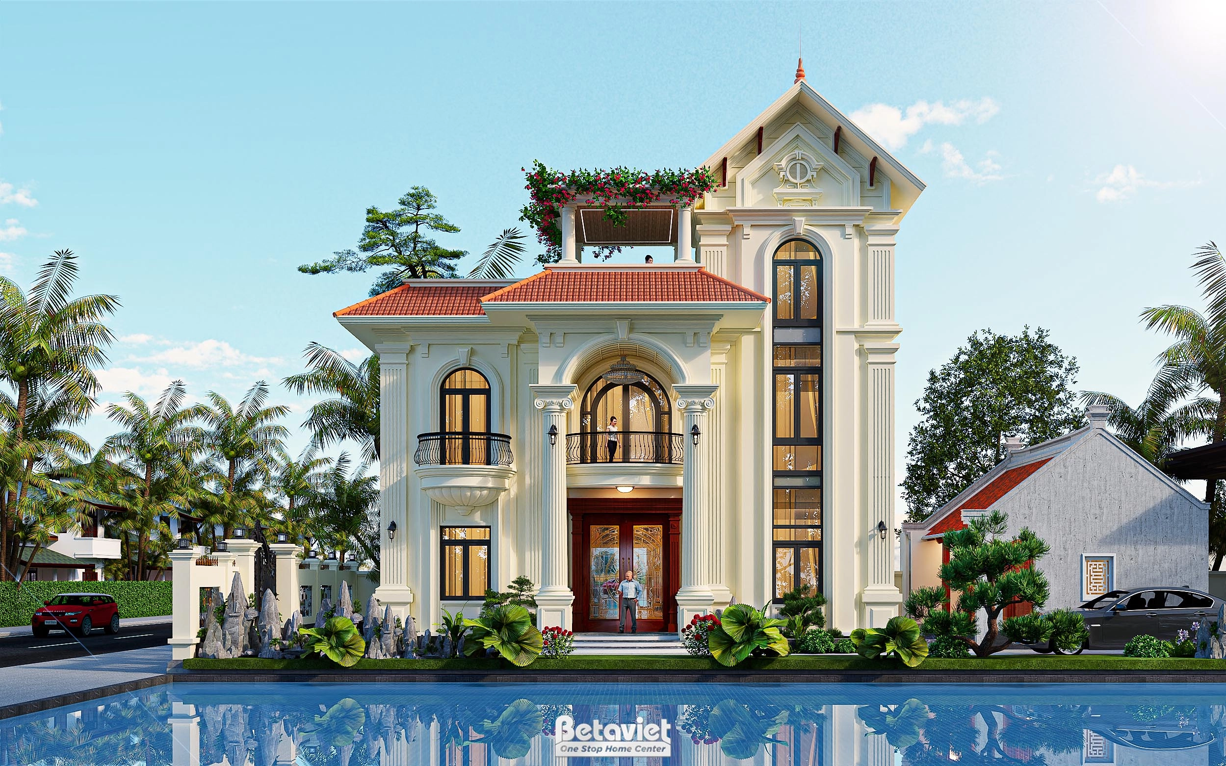 kiến trúc biệt thự 2 tầng tân cổ điển tại Hưng Yên