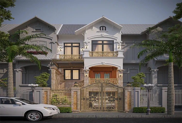 kiến trúc biệt thự 2 tầng tân cổ điển tại Hưng Yên