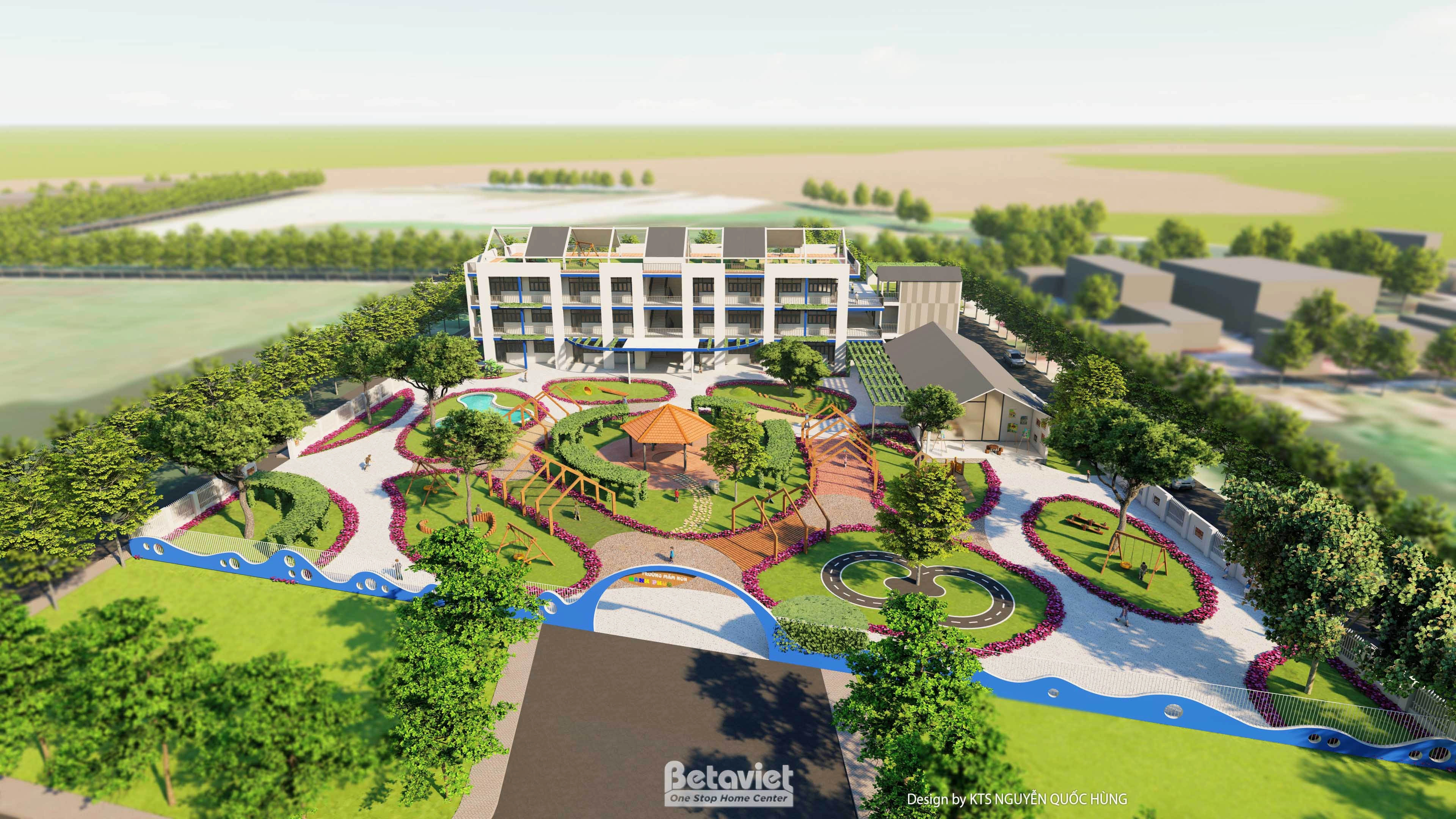 kiến trúc hiện đại trường mầm non Hạnh Phúc