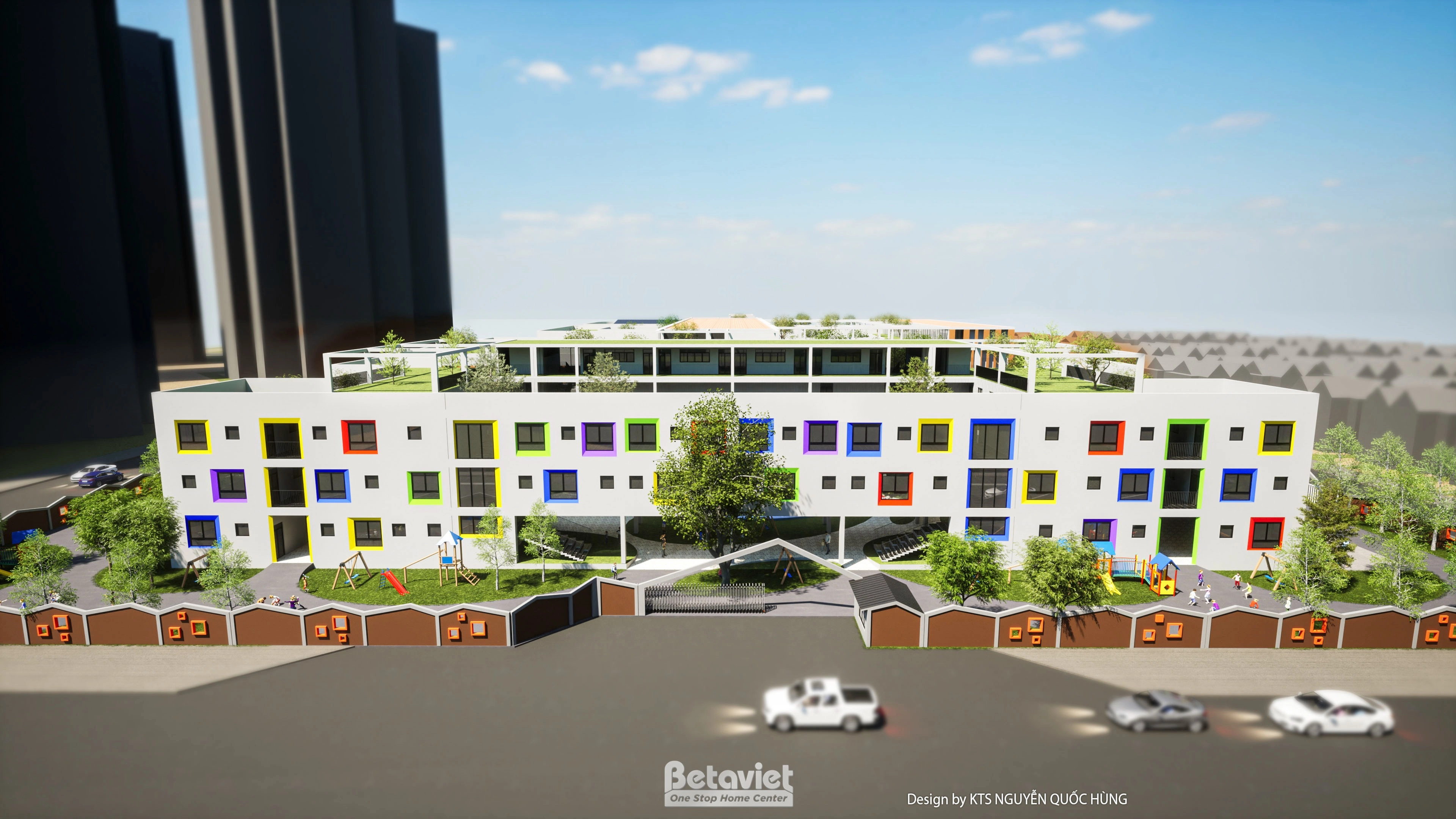 kiến trúc phong cách hiện đại trường mầm non TN1