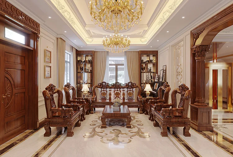 nội thất biệt thự tân cổ điển gỗ tại Hà Tĩnh