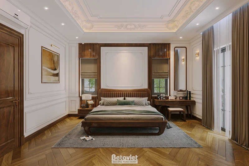 Phòng thay đồ walk-in closet biệt thự tân cổ điển Hà Tĩnh