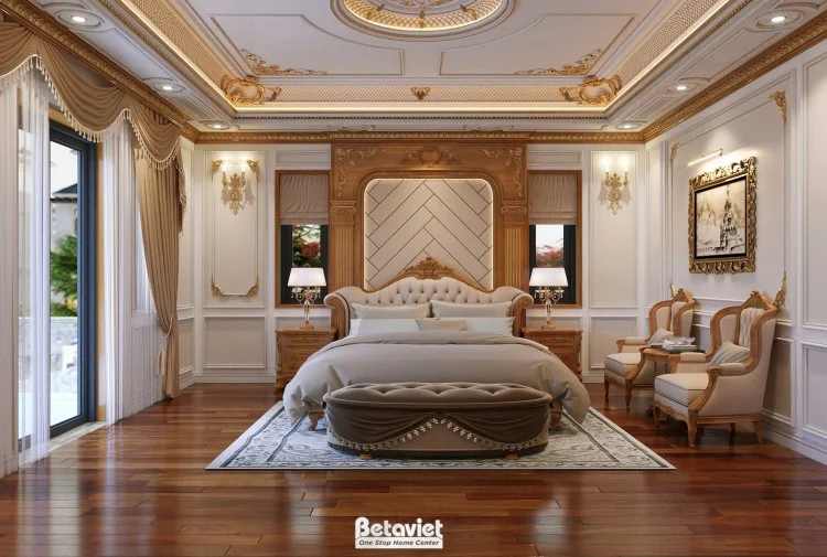 Phòng ngủ master tân cổ điển biệt thự Phú Thọ