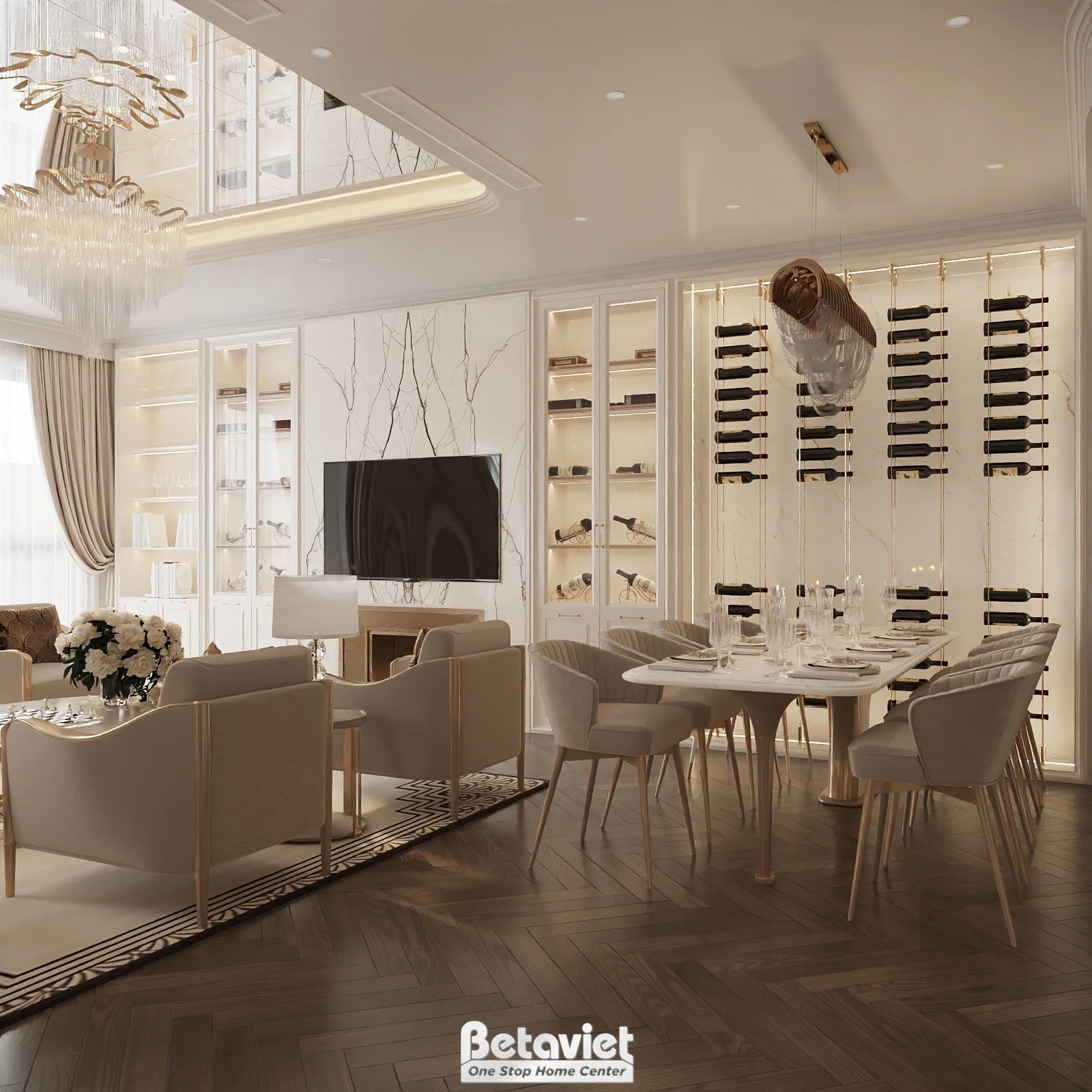 Phòng ăn tân cổ điển biệt thự