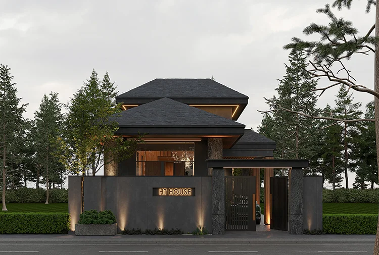 kiến trúc biệt thự HT House phong cách Á Đông tại Hà Nội