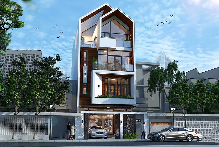 kiến trúc biệt thự 2 tầng hiện đại luxury tại Hải Phòng