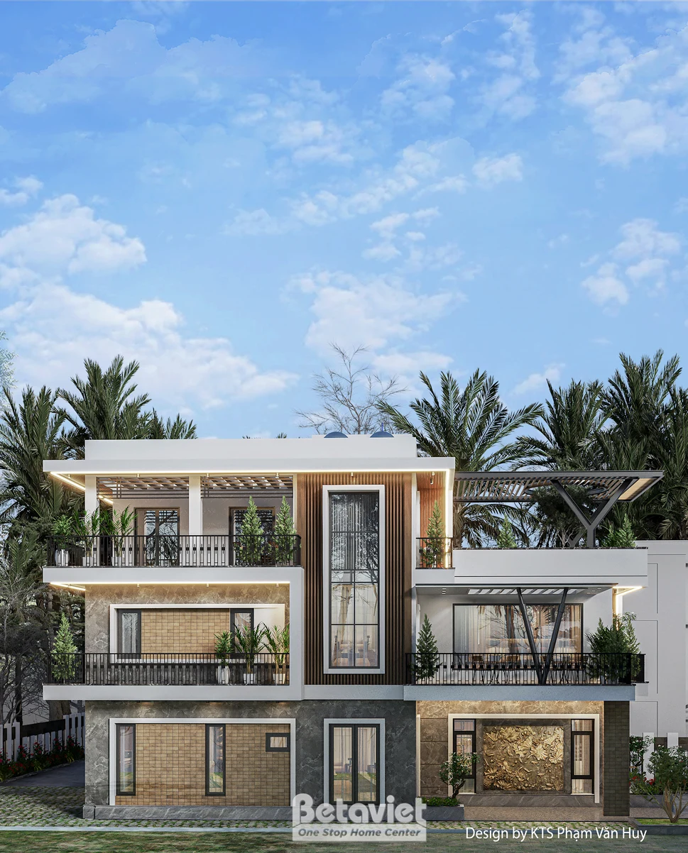 Thiết kế biệt thự 3 tầng phong cách hiện đại tại Hải Dương KT25877