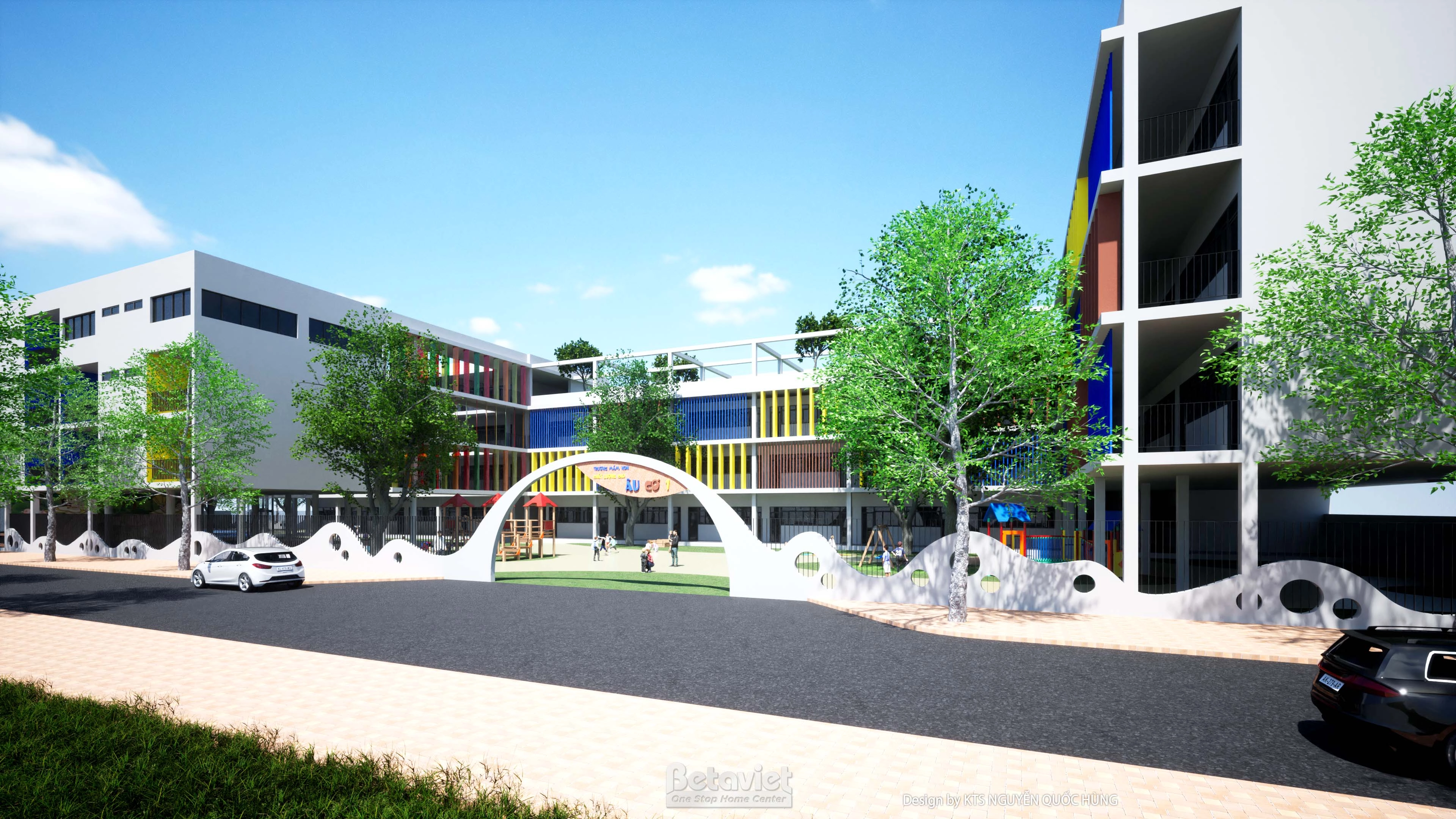 Mẫu thiết kế trường Mầm non Âu Cơ 1 phong cách hiện đại