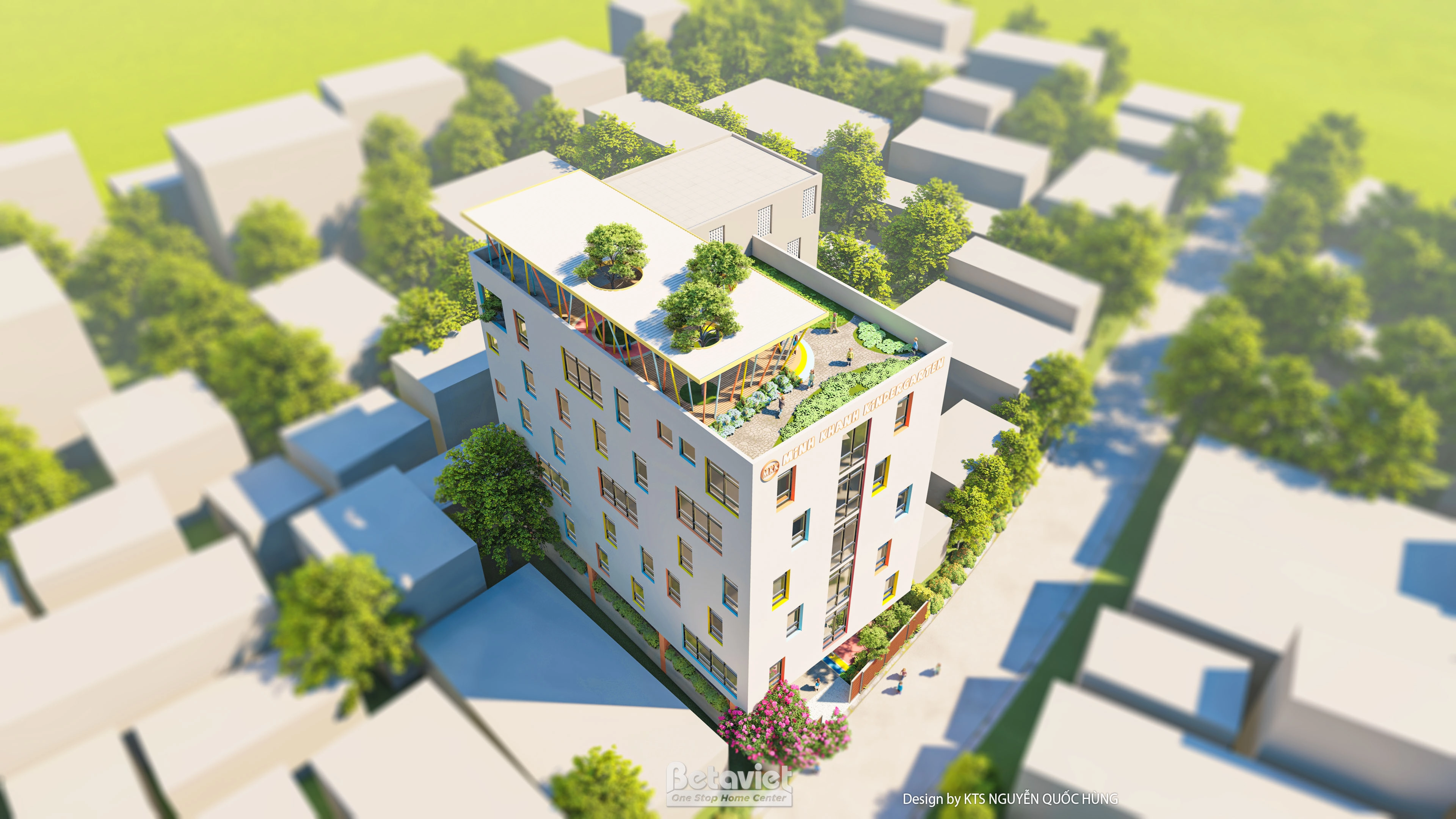 Mẫu thiết kế trường Mầm non Minh Khánh phong cách hiện đại