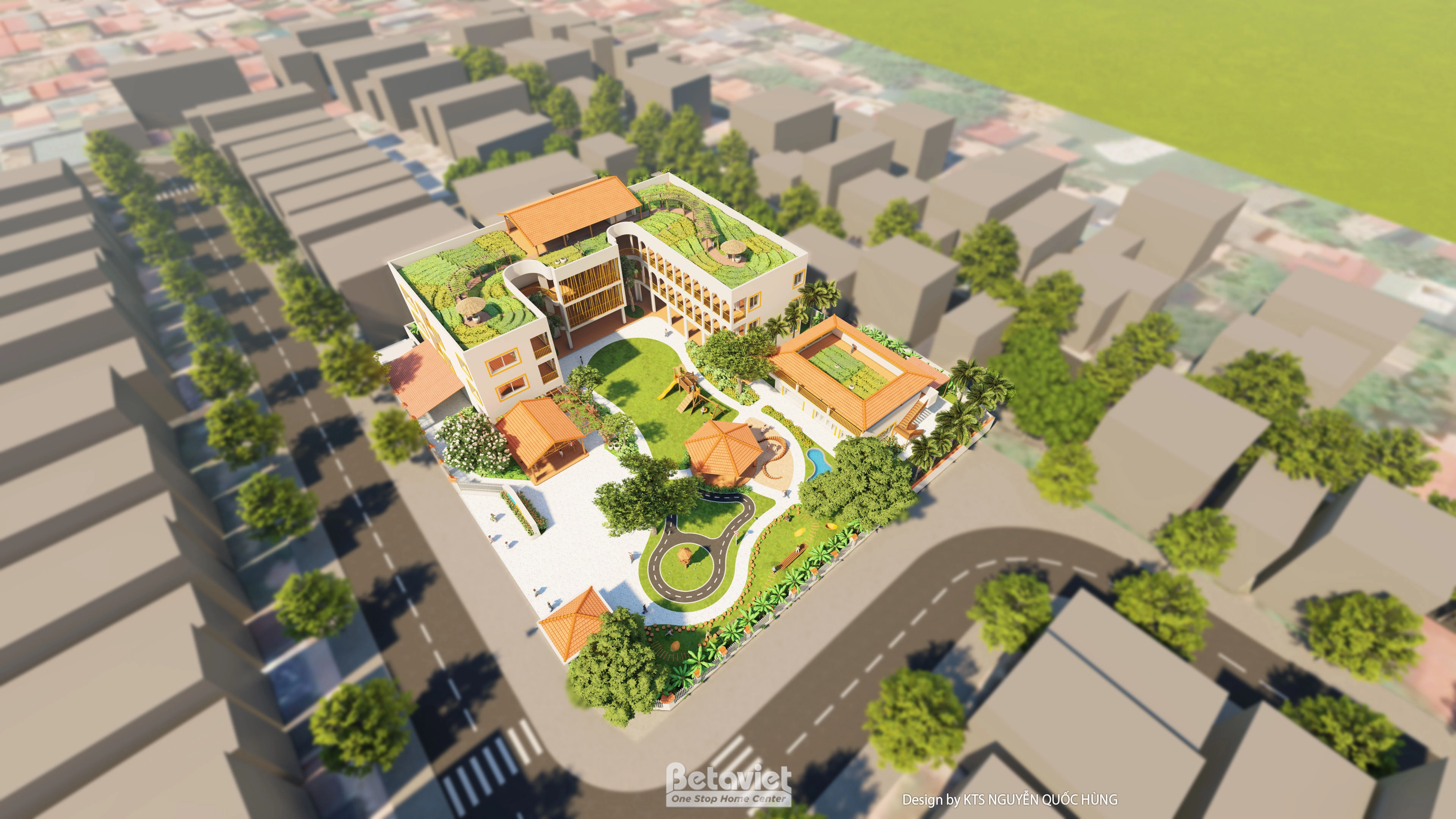 Mẫu thiết kế trường Mầm non Thời Thơ Ấu phong cách hiện đại