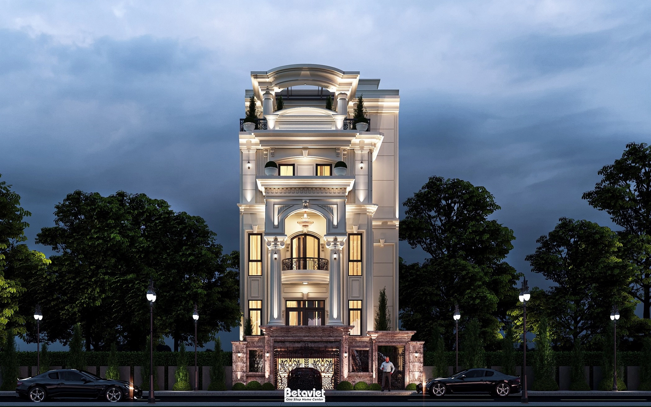 Mẫu thiết kế biệt thự 5 tầng phong cách tân cổ điển tại Hà Nội