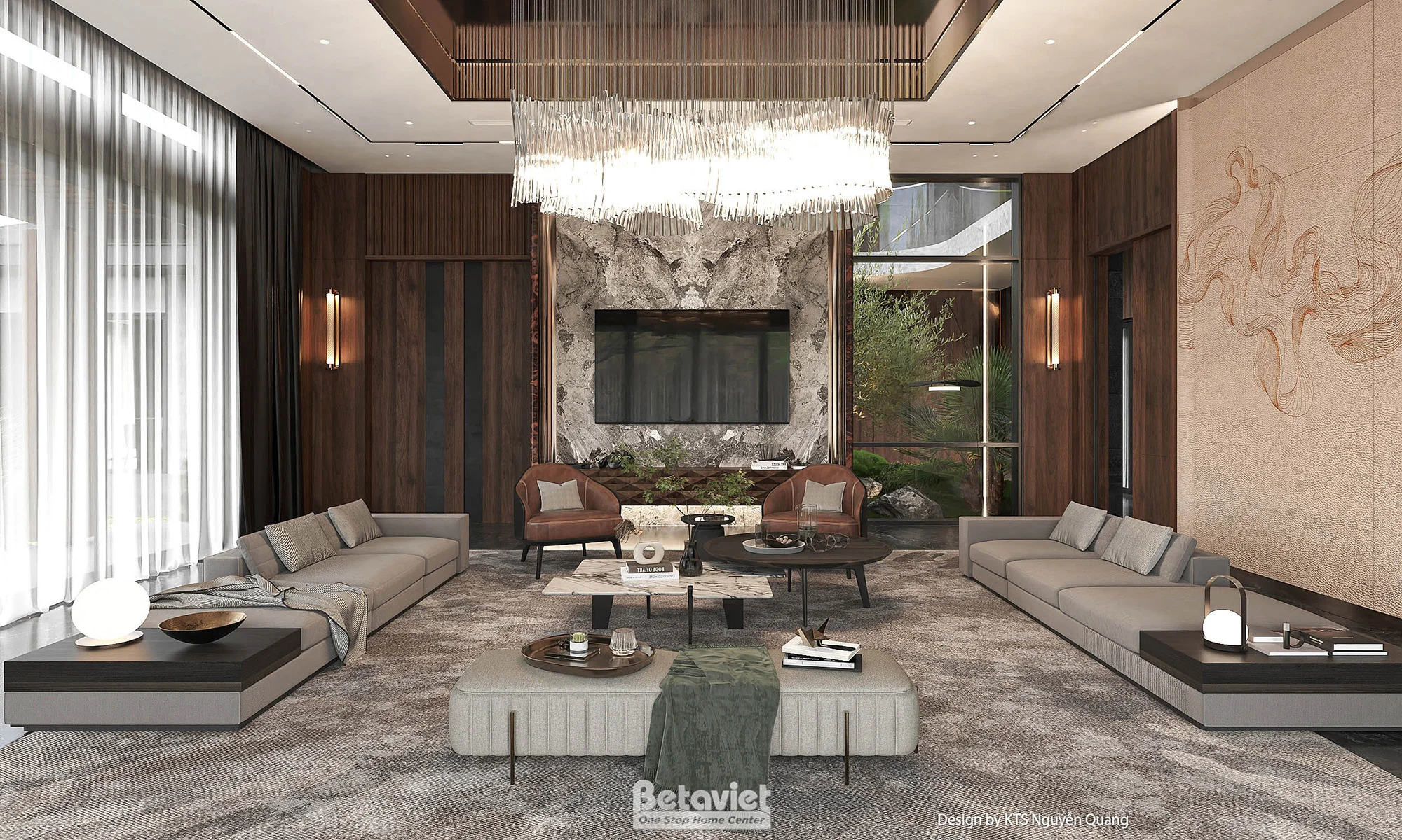 Nội thất phòng khách biệt thự luxury Ninh Bình