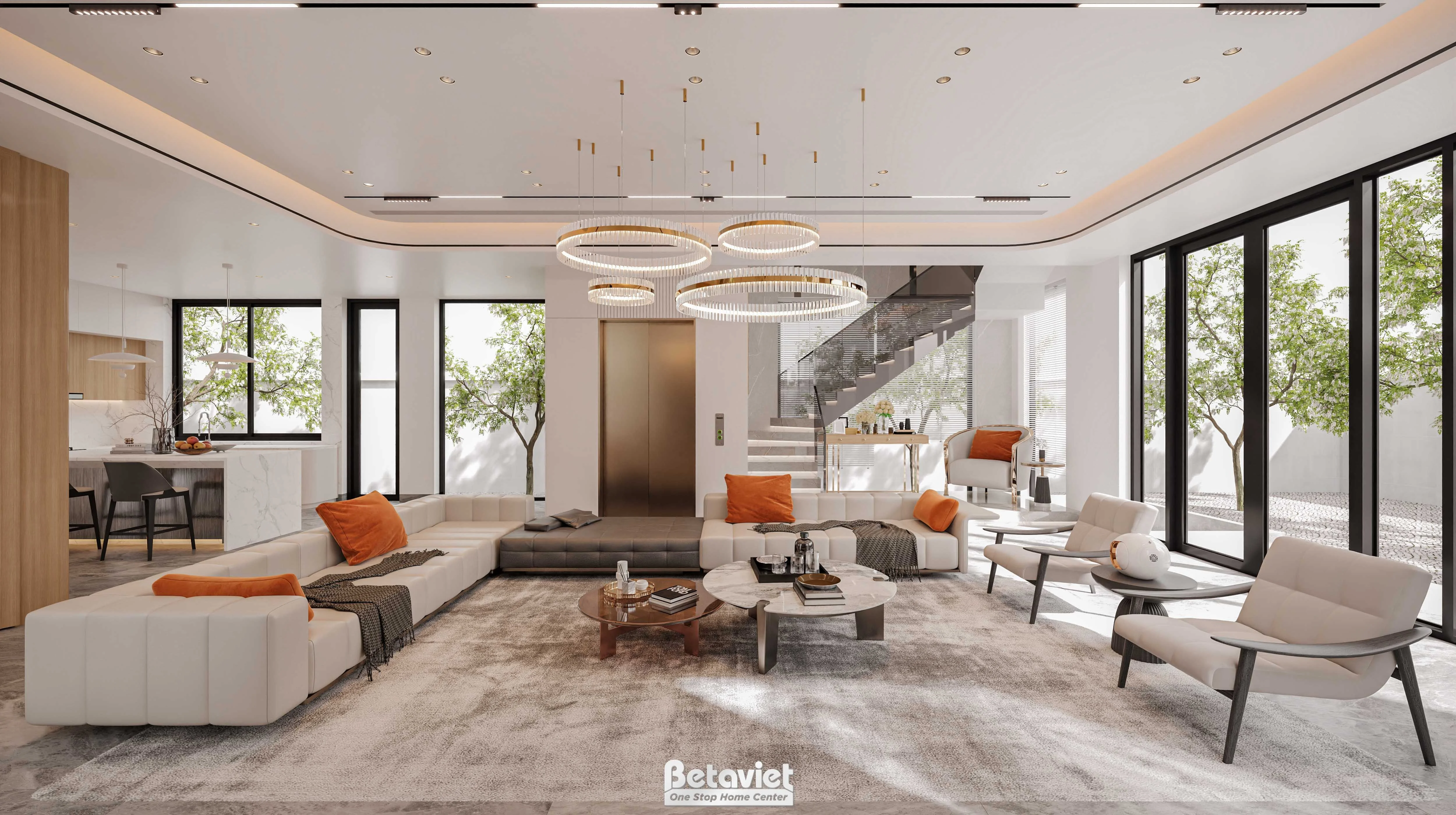 Thiết kế phòng khách biệt thự hiện đại