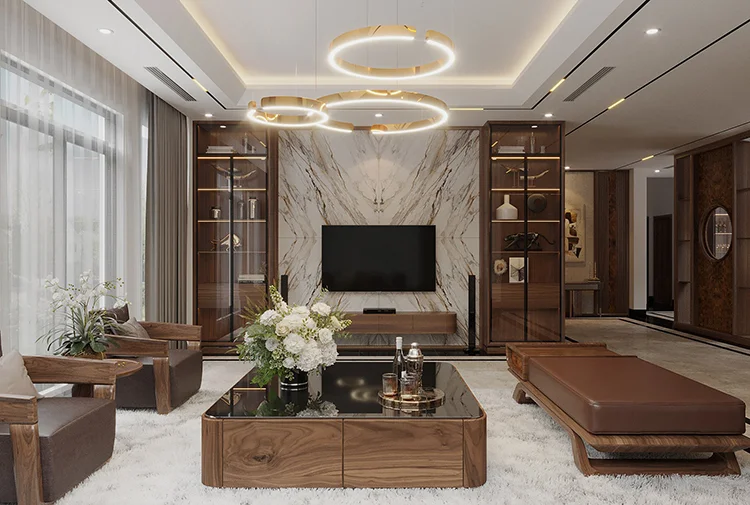 Mẫu thiết kế nội thất biệt thự hiện đại gỗ tại Hà Nội