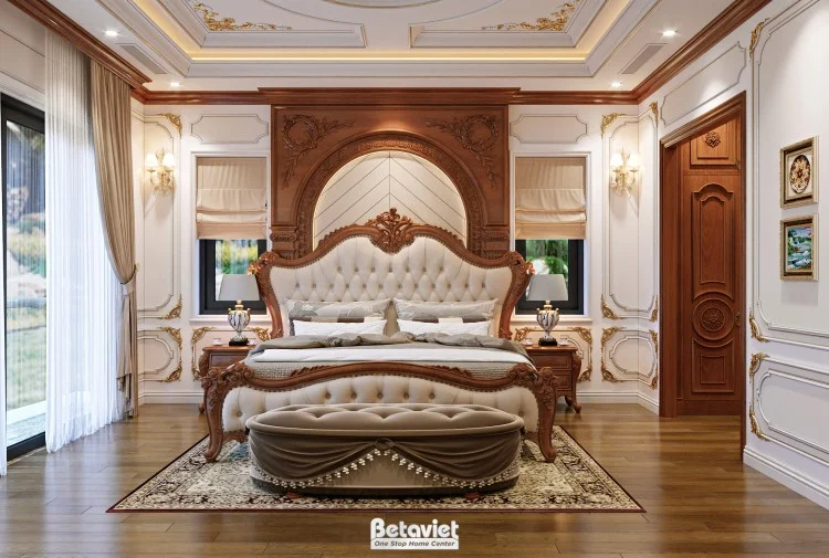 Phòng ngủ master tân cổ điển biệt thự Bắc Ninh