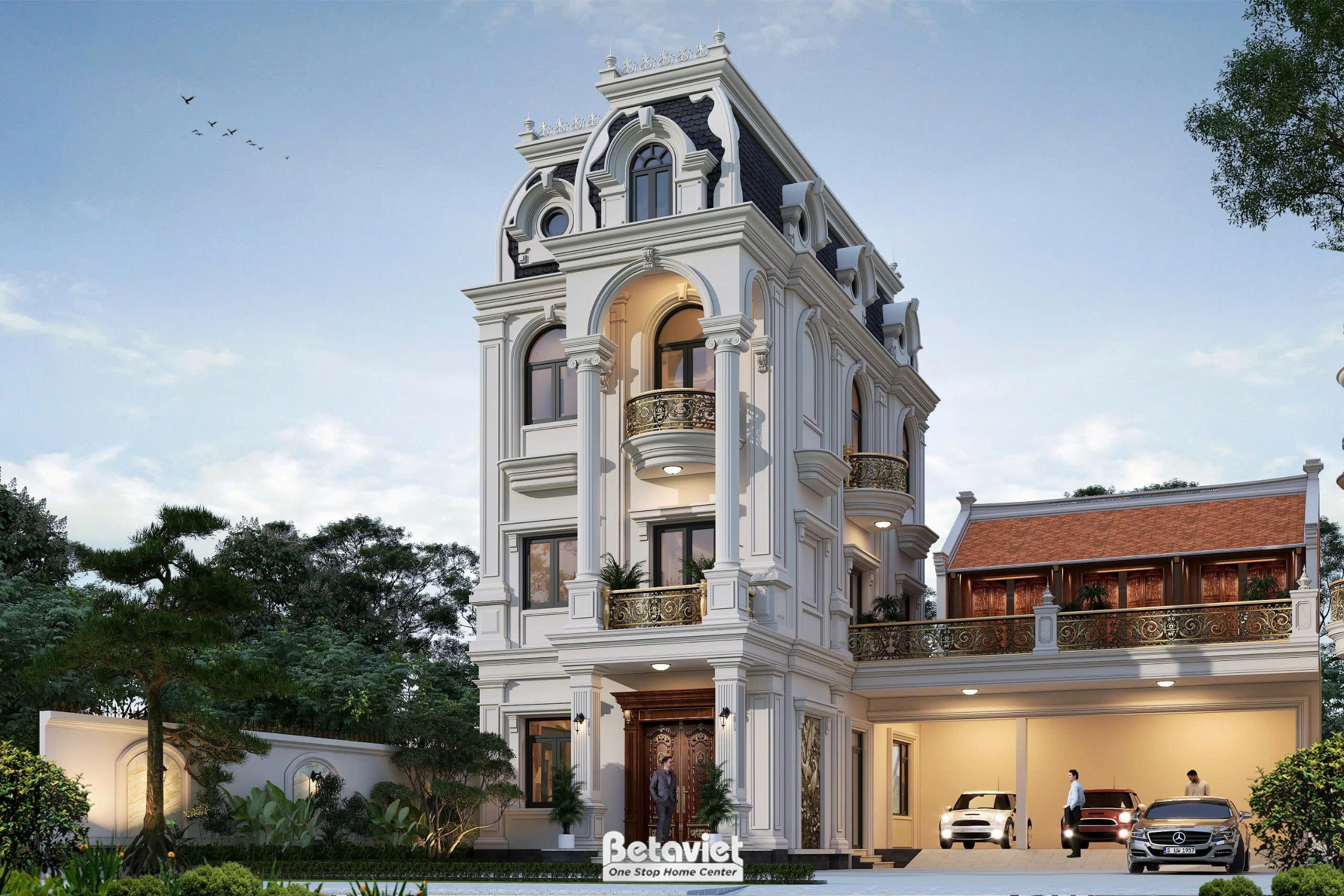 nhà phố 3 tầng phong cách tân cổ điển kiểu pháp tại Nam Định KT5000015-2