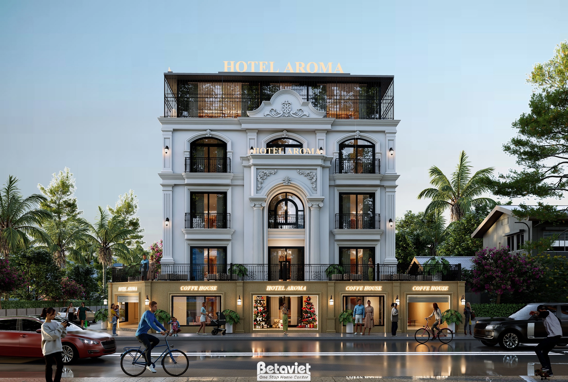 khách sạn 5 tầng phong khách tân cổ điển tại Hà Nội