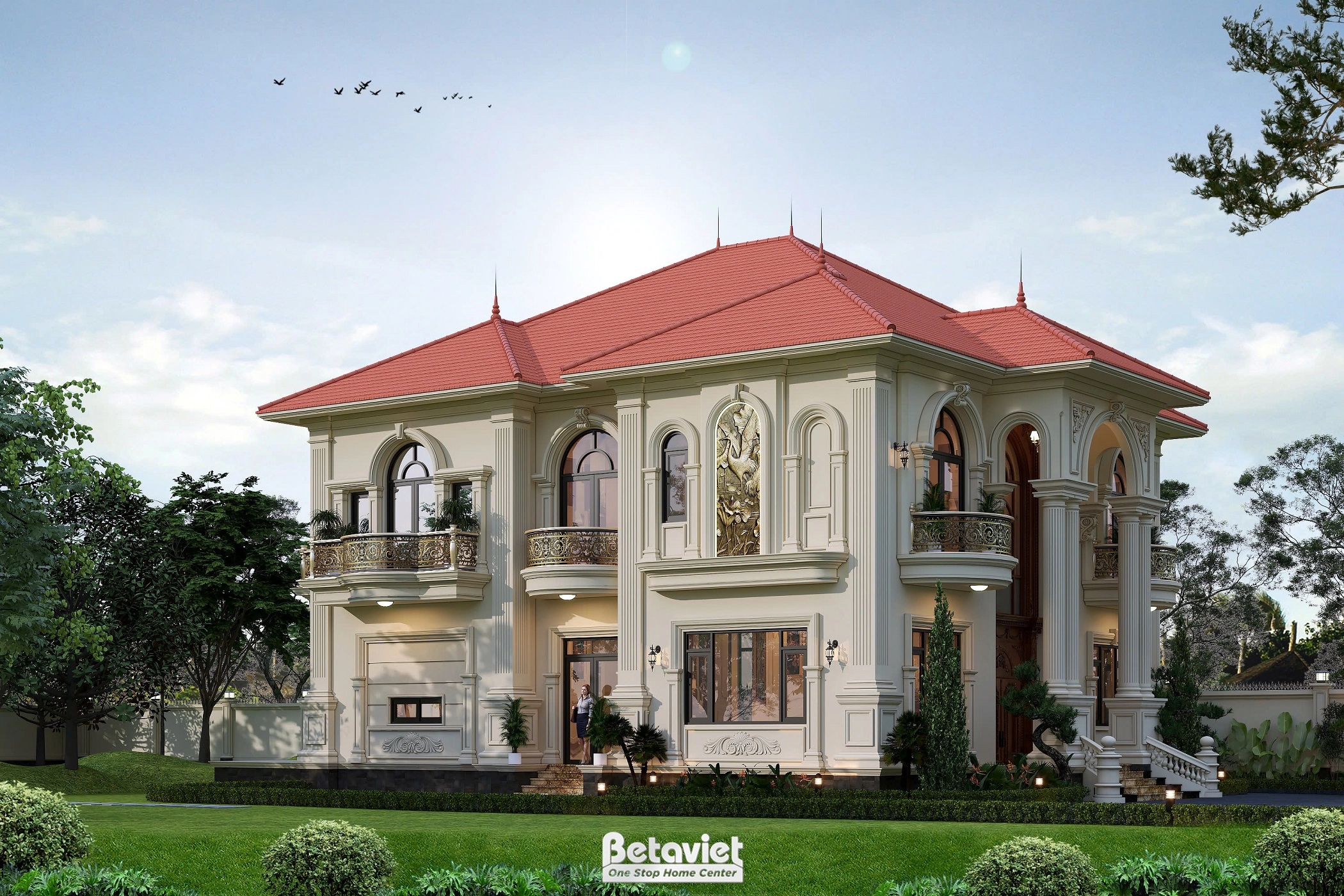 biệt thự 2 tầng phong cách tân cổ điển tại Hoà Bình