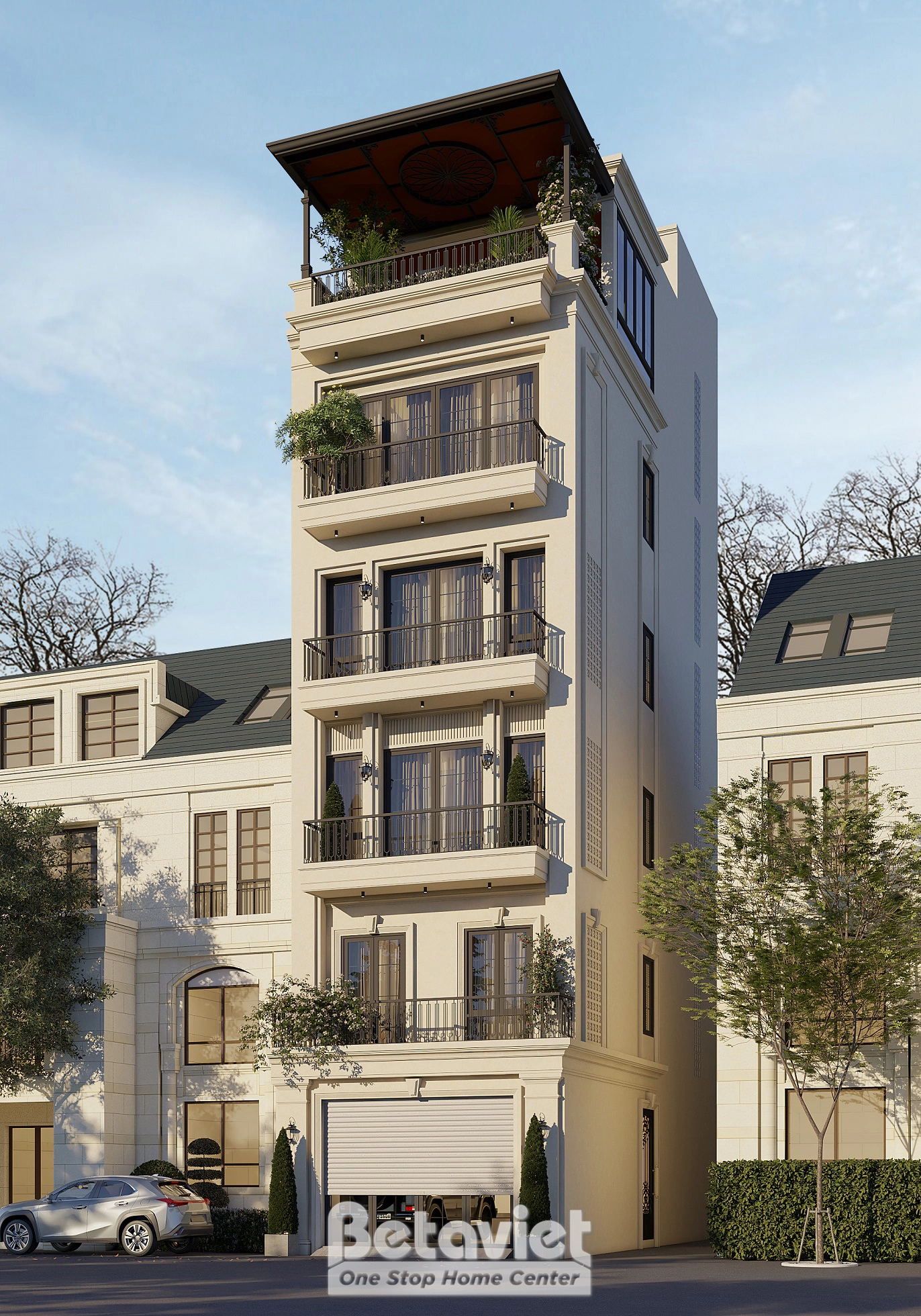 nhà phố 5 tầng phong cách tân cổ điển tại Hà Nội