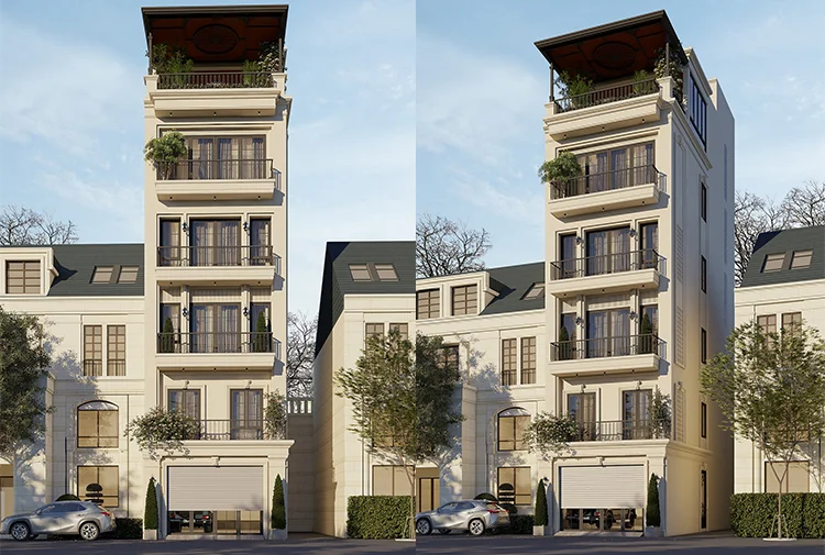nhà phố 5 tầng phong cách tân cổ điển tại Hà Nội