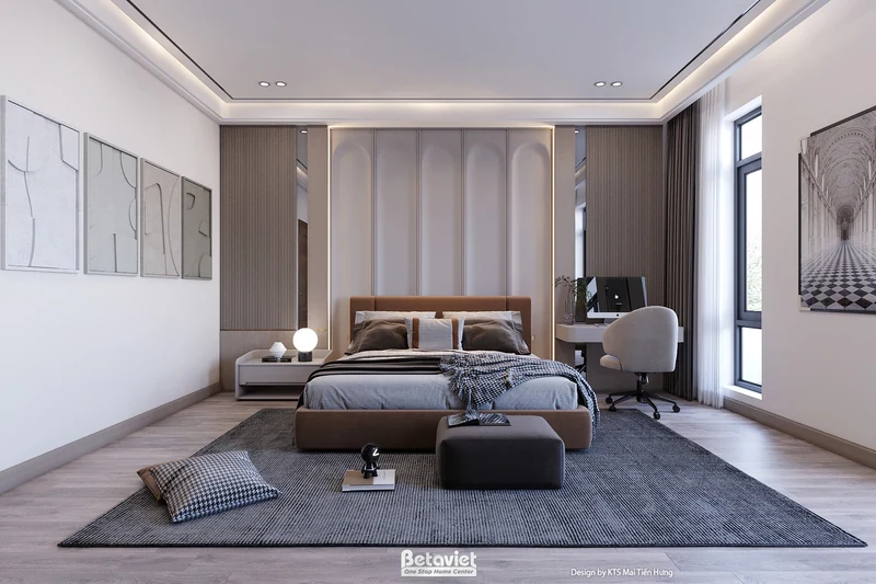 Decor phòng ngủ master biệt thự tân cổ điển Bắc Ninh