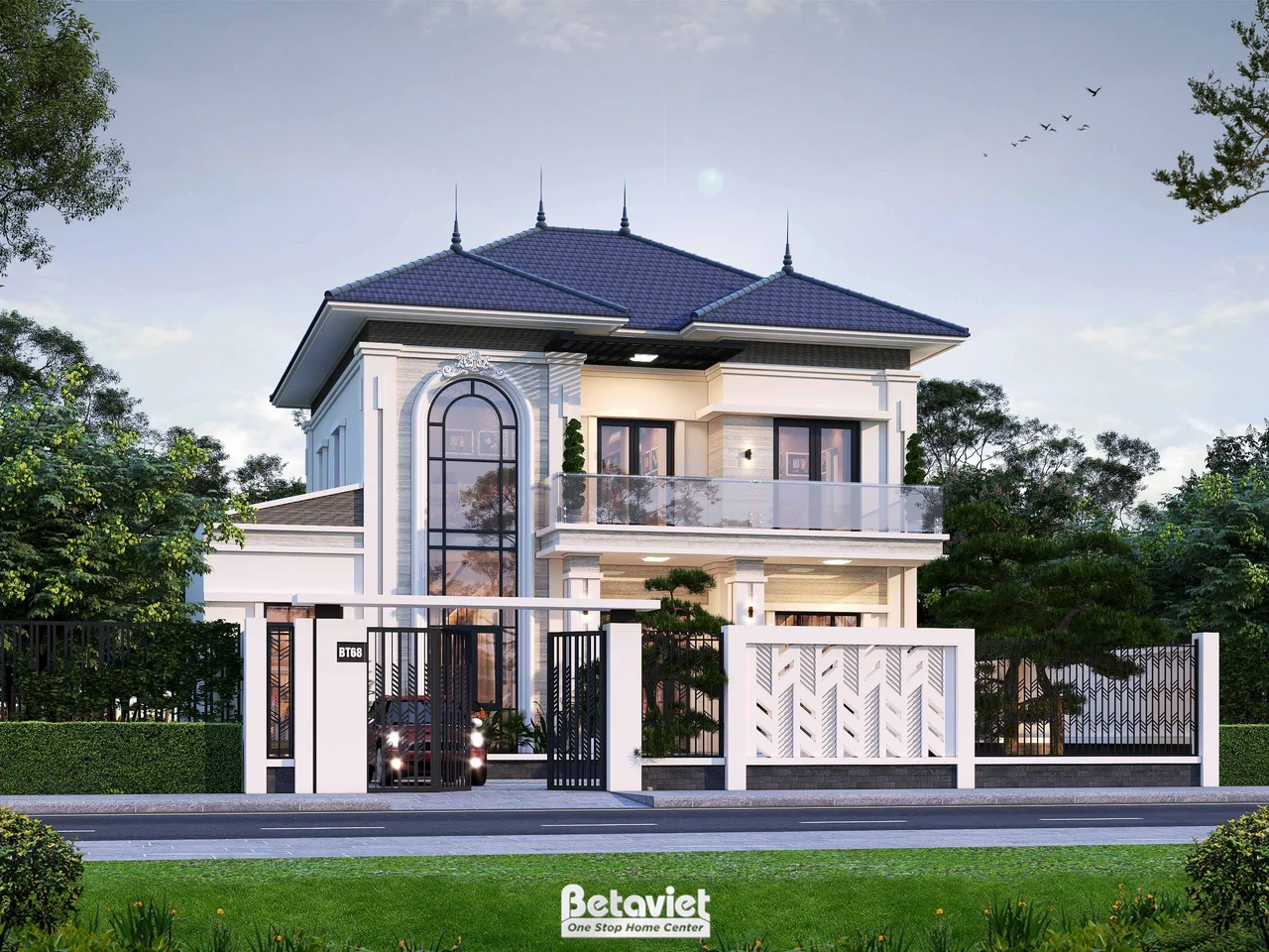 Thiết kế biệt thự 2 tầng phong cách hiện đại tại Thái Nguyên KT2009708