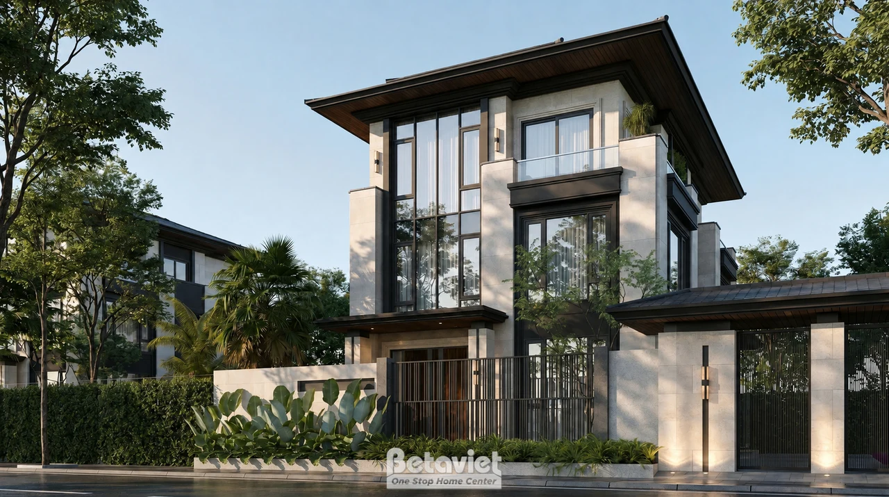 Thiết kế biệt thự 3 tầng phong cách hiện đại tại Hải Dương KT5200903-1
