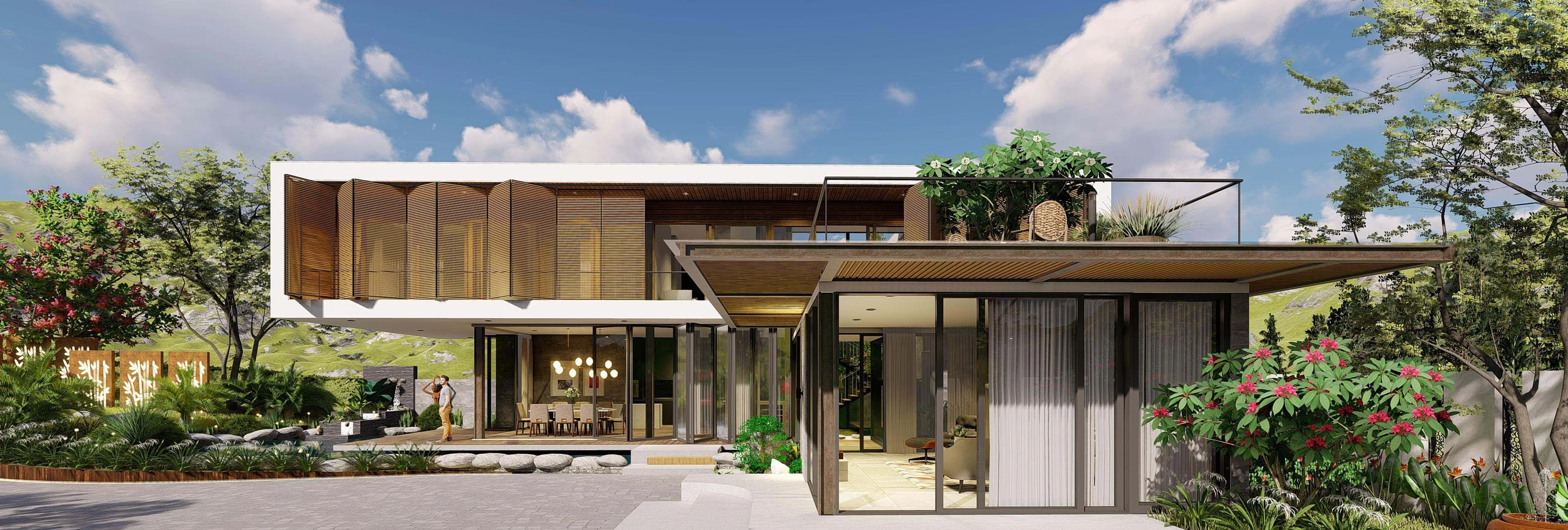 Biệt thự hiện đại 2 tầng phong cách tropical nghỉ dưỡng, thiết kế kiến trúc Betaviet