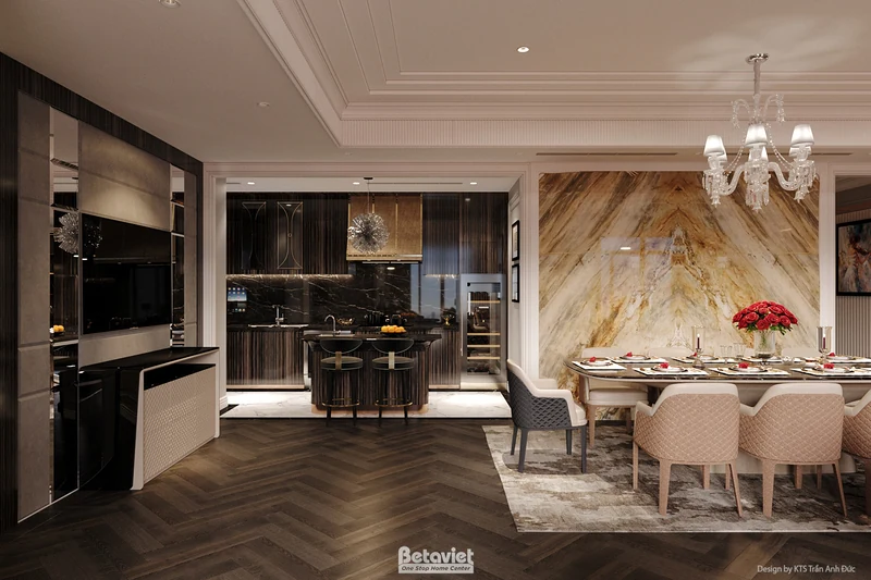 Phòng bếp căn hộ hiện đại luxury KĐT Sun Ancora NT25702 — 280m²