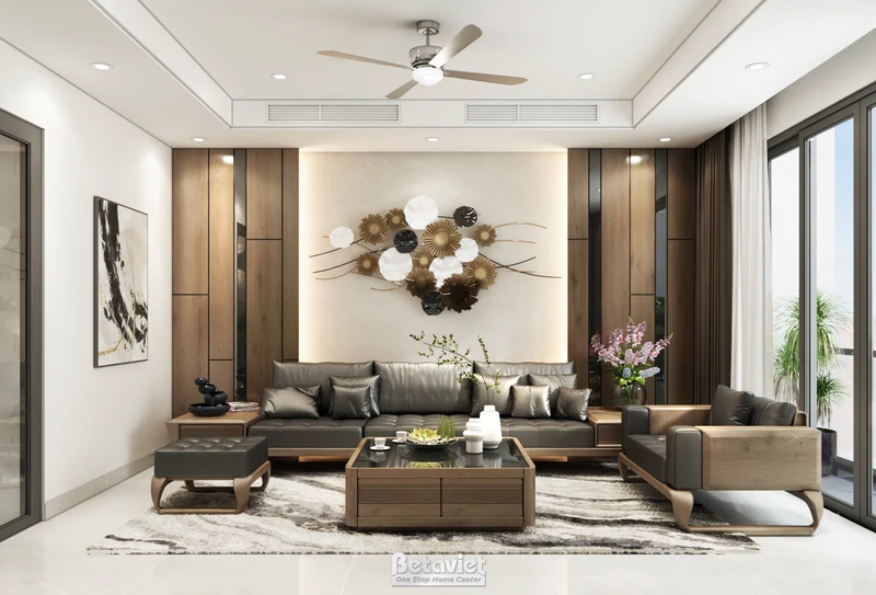 Phòng khách liền bếp biệt thự kết hợp văn phòng Hải Dương 1000m²