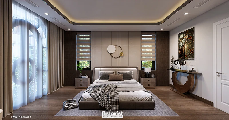 Phòng ngủ vintage tân cổ điển biệt thự 500m² Phú Thọ — NT2009235