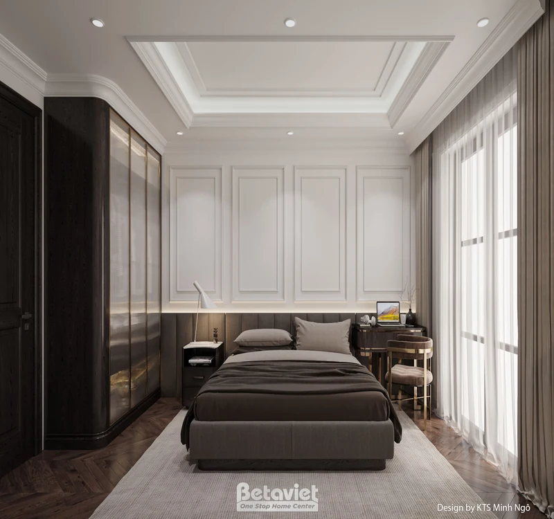 Phòng ngủ vintage châu Âu biệt thự 500m² Hà Nam — NT25816