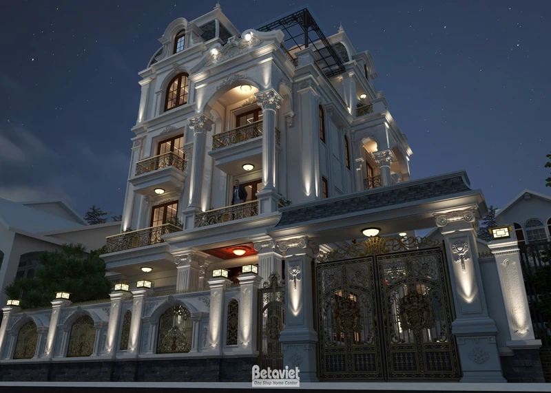 Biệt thự 5 tầng mái mansard tân cổ điển - phối cảnh 2