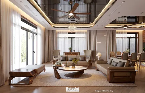 Thiết Kế Phòng Khách Liền Bếp Luxury 2026 — Open Plan Living Kitchen Chuẩn Premium