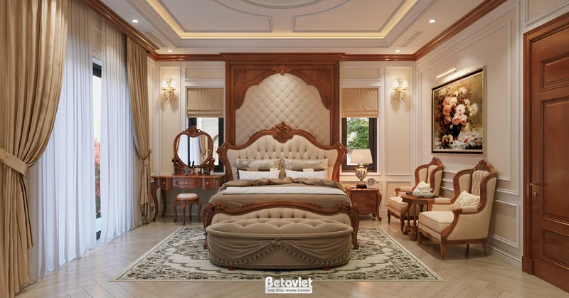 Phòng ngủ master tân cổ điển biệt thự 480m² Hải Phòng — NT8002341