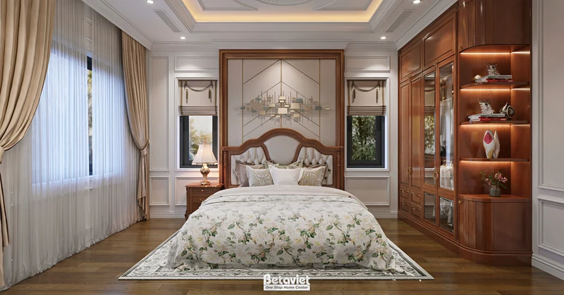 Phòng ngủ tân cổ điển biệt thự thông tầng Bắc Ninh 287m² NT2003715