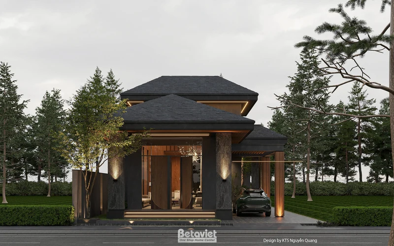 kiến trúc Á Đông biệt thự HT House Hà Nội chi tiết