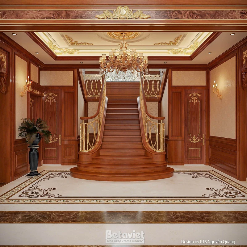 Cầu thang dinh thự luxury - đá marble Carrara