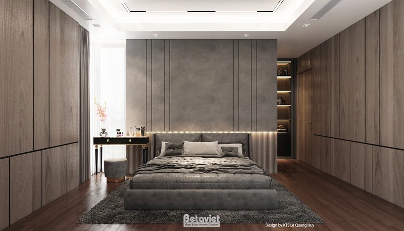 Phòng ngủ Korean aesthetic trong biệt thự hiện đại 354m² Quảng Ninh