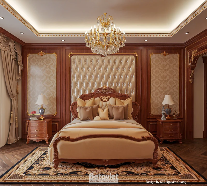 Phòng ngủ vintage dinh thự 500m² Hà Nội — NT25867