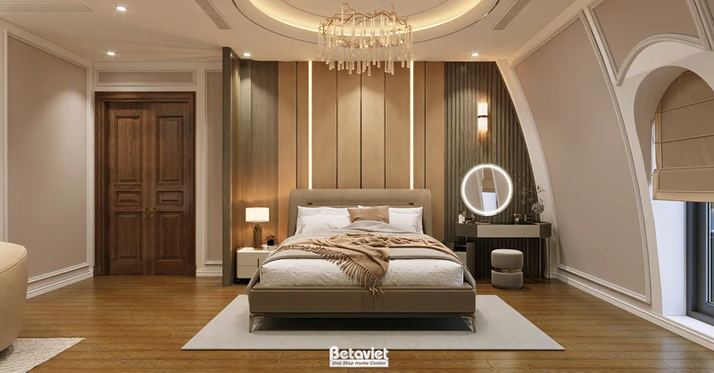 Phòng ngủ master tân cổ điển biệt thự Thanh Hóa 500m² — BETAVIET NT2009419
