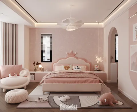 Phòng Ngủ Bé Gái Đẹp 2026 — Thiết Kế Luxury Trong Biệt Thự Cao Cấp